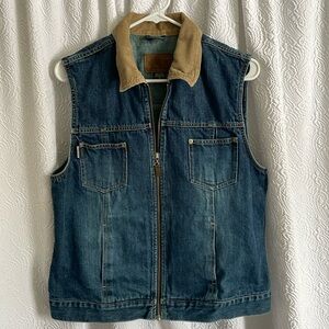 Eddie Bauer Denim Vest with Corduroy Collar
